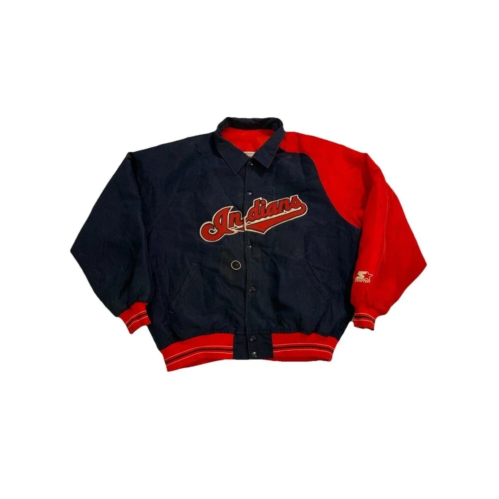 Cleveland Indians Starter Jacket Large MLB Diamond Collection Vintage *READ*